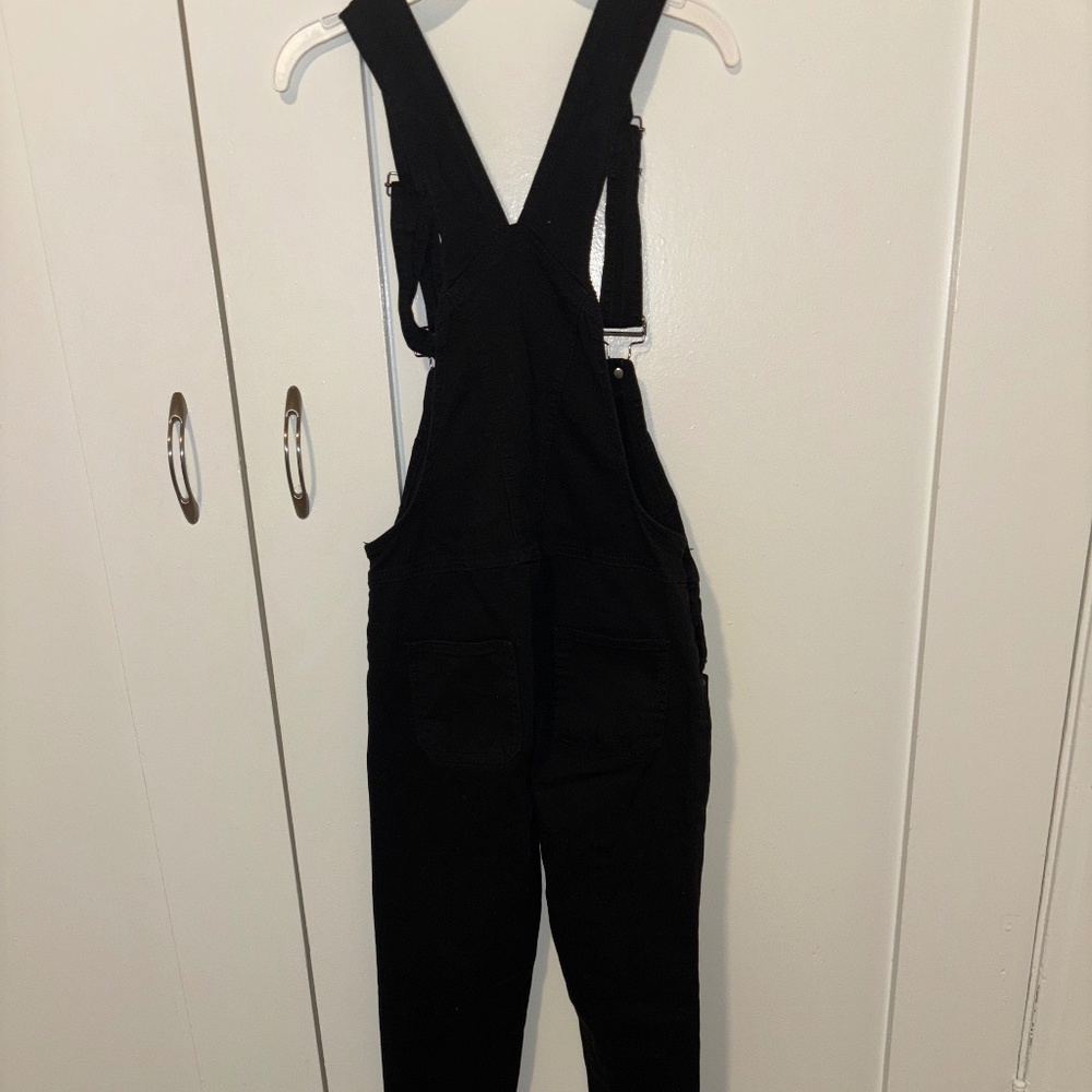 Black stretchy denim overalls size small